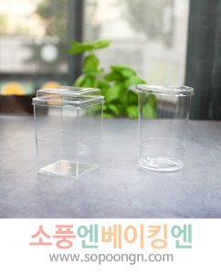 투명 디저트컵 2종(뚜껑포함) 사각 원형 선택