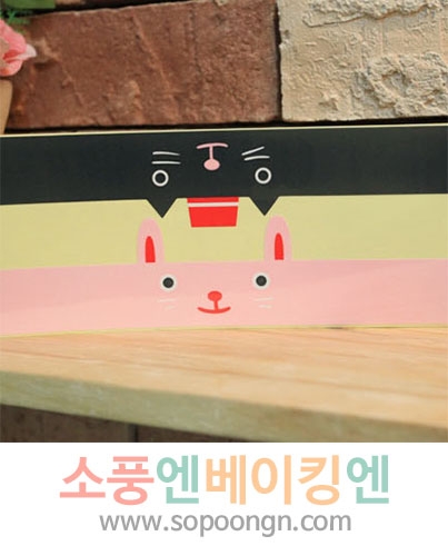 고양이, 토끼 캐릭터 띠스티커 (샌드위치 정사각)